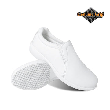 Genuine Grip Footwear 415-5.5M Leather Shoe, 5.5, White - Default Title
