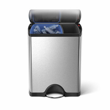 simplehuman CW1830 Stainless Steel Trash Recycling Can, 12 gal., Silver - Default Title