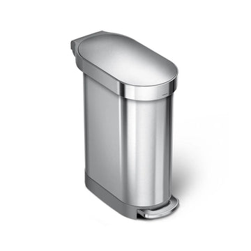 simplehuman Stainless Steel Step-On Trash Can, 12 gal. - Silver