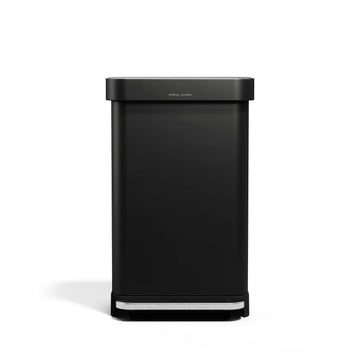 simplehuman Stainless Steel Step-On Trash Can, 25 13/16" High - Black / 12 gal. 45 Liters