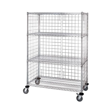 Quantum Storage Systems Wire Mobile Enclosure Cart, 24" Wide, Silver - 36"