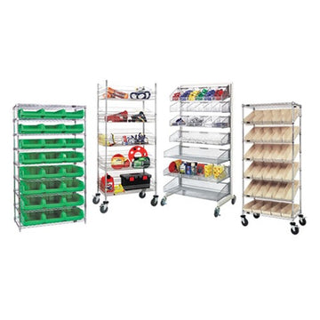 Quantum Storage Systems WRC5-63-2448 Bin Cart System, 48" Wide - Blue Silver