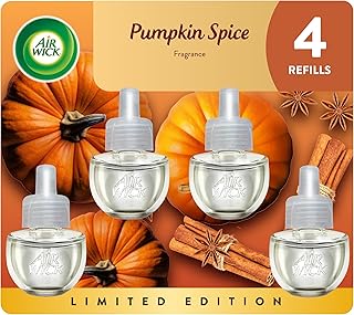 Air Wick Plug-In Scented Oil Refills, 4 Count, Pumpkin Spice, Air Freshener, Essential Oils, Eco Friendly