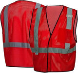 Pyramex RV12 Series Hi-Vis Reflective Work Safety Vest, Red, Large/X-Large