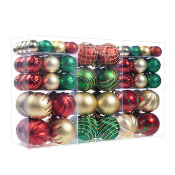 Forsylvanas Jewelry Christmas Ball Ornaments, 100 Pack, 3 Sizes in Gold Red Green