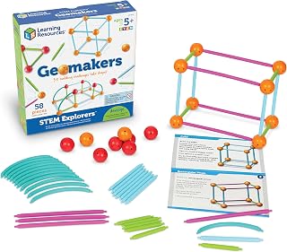 Learning Resources STEM Explorers Geomakers - 58 Pieces, Ages 5+ STEM Toys for Kids, Kindergartner Learning Toys, Shapes for Kids