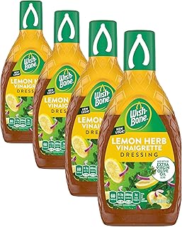 Wish-Bone Extra Virgin Olive Oil Blend Lemon Herb Dressing, 15 FL oz (Pack of 4)