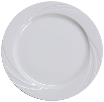 Miami 10.5" Dinner Plate by Yanco – Large, Porcelain, Bone White, Pack of 12, Model MM-16