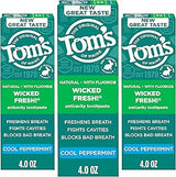 Tom's of Maine Wicked Fresh Fluoride Toothpaste, Peppermint, 4 Ounce (Pack of 24)