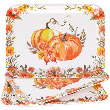 JarThenaAMCS Fall Serving Tray Set, Watercolor Pumpkin Floral, 13 x 10 in, 3 Pack