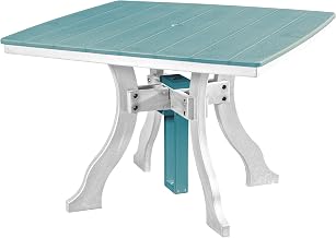 American Furniture Classics Model 44S-D-ARW Dining Height Square Table in Aruba Blue with a White Base, Made in The USA