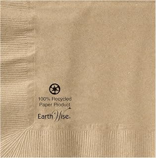 Hoffmaster 180230 Earth Wise Kraft Beverage Napkin, 2 Ply, 1/4 Fold, 10" x 10" Natural (Packs of 3000)
