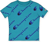 Champion Boys T-Shirt with All Over Logo Print Crew Neck Short Sleeve Tee Shirts for Kids