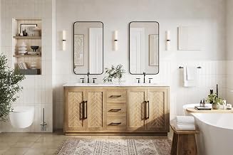 Elegant Kitchen and Bath 72" Double Bathroom Vanity in Linen Oak