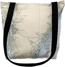 Betsy Drake TY11539WBM 16 x 16 in. Wilmington Wrightsville Beach North Carolina Nautical Map Tote Bag - Medium Black