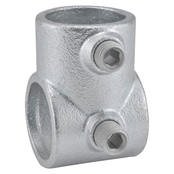 1" Size Single Socket Tee Pipe Fitting (1.375" Fitting I.D.) by Global Industrial – 2"L x 2.75"W x 1.75"H, Galvanized Iron, Gray, Model 798720