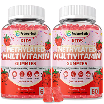 (2 Pack) Methylated Multivitamin Kids Gummies + Omega by FedererSeth – 60 Count (Pack of 2)