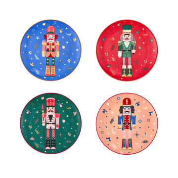 Bico Christmas Soldier Salad Plates, 8.75 Inch Ceramic, Set of 4