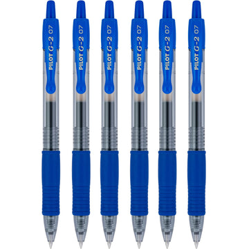 G2 Premium Refillable & Retractable Rolling Ball Gel Pens by PILOT – 1 Count (Pack of 6), Plastic Rubber, blue, Pack of 6, Model BL-G2-7_BLUE_6