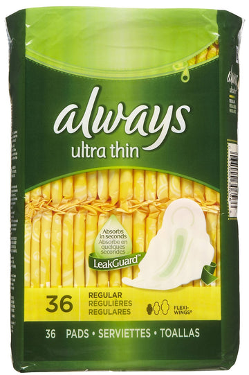 b' Ultra Thin Regular Pads with Wings by Always – Cotton, Pack of 2, Model 3700030656