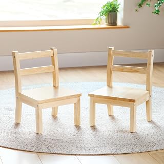 Guidecraft EdQ Hardwood Kids Chair Set of 2 - Natural: Ladderback Wooden Toddler Chairs for Children Ages 1-2, Seat Height 8" | Kids Furniture for Playroom, Daycare and Preschool Seating