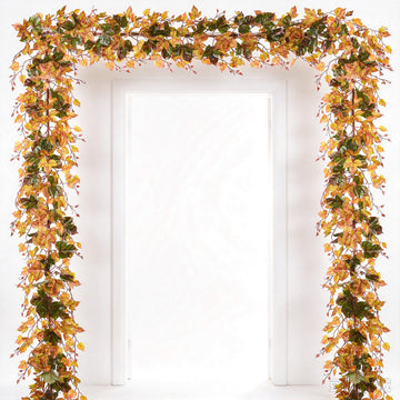Lvydec Maple Leaf Garland, 13 Feet Total, Orange