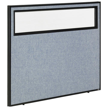48-1/4"W x 42" H Office Partition Panel with Partial Window by Global Industrial – Alloy Steel, Blue, Model 694755WBL