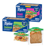 Sandwich and Snack Bags Bundle by Ziploc – 385 Count, pink, green