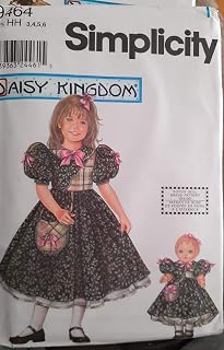 Simplicity 9464 Daisy Kingdom Child's/Girl's Dress & 18" Matching Doll Dress Sewing Pattern Size HH: 3, 4, 5, 6 Sewin