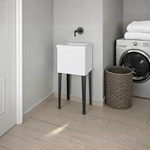 16" Kulm Utility Tub with 4 Legs and Large Wash Basin, White/Black Wengue - Laundry room Or Garage Workshop – Multi-Purpose Furniture Storage Solution for Home, Office & Living Spaces