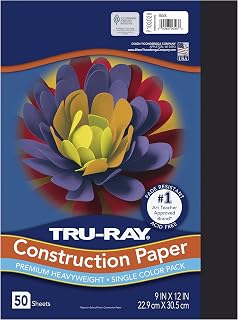 Pacon Tru-Ray Heavyweight Construction Paper, Black, 9" x 12", 50 Sheets, Sulphite Construction Paper