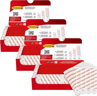 Command Indoor Large Replacement Strips, 20 Strips, Damage-Free Wall Hanging, Re-Hang Large Hooks for Home and Wall Decor, Holds up to 5 lb, White Adhesive (Pack of 3)