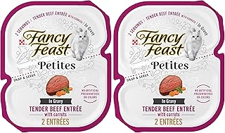 Fancy Feast Purina Petites Tender Beef Entree with Carrots in Gravy Gourmet Wet Cat Food - 2.8 oz. Tubs,(Pack of 24)