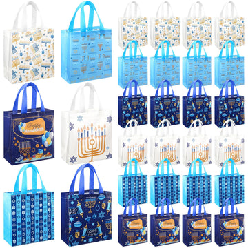Tegeme Hanukkah Gift Bags, 9 x 8.7 x 4.3 Inches, Pack of 24