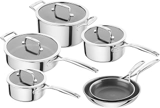 ZWILLING Peak 10-pc Stainless Steel Ceramic Nonstick Dual Performance Cookware Set, Compatible with All Stovetops, Including Induction, Dishwasher Safe