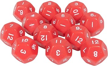 LEARNING ADVANTAGE 12-Sided Dice, Set of 12, Hands-on Math Manipulative