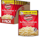 Idahoan Buttery Homestyle Value Size Mashed Potatoes, Naturally Gluten-Free, 100% Real Idaho potatoes, No Artificial Flavors or Dyes, 12 servings per bag, 12 oz (Pack of 8)