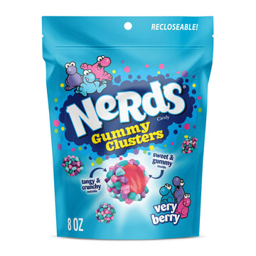 Gummy Clusters Candy, Very Berry, Crunchy and Gummy, 8 Ounce by Nerds – 8 Ounce (Pack of 1), Blue, Model AS505749x1