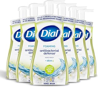 Dial Antibacterial Foaming Hand Wash, Soothing White Tea, 7.5 fl oz (Pack of 6)