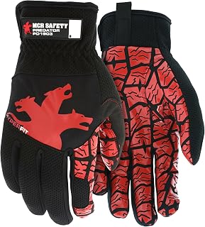 MCR Safety Predator PD1903 Multi-Task HyperFit Work Glove, Silicone Tire Tread Grip, Reinforced Index Finger and Thumb Crotch, XX-Large
