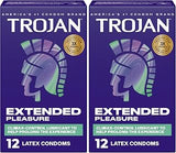 TROJAN Extended Pleasure Condoms | Climax Control | 12 Count | Pack of 2