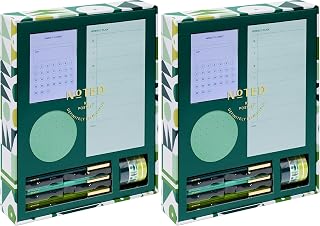 Noted by Post-it Printed Notes Gift Box, 5 Piece Set, Cool Colors, Includes Round, Habit Tracker, Weekly Sticky Notes, 6-Pack Pens, 6-Pack Washi Tape (NTD-Box-LGR)