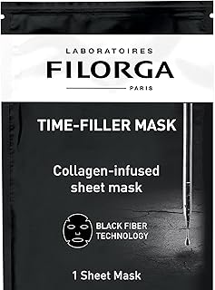 Filorga Time-Filler Super Smoothing Face Mask, Sheet Mask Soaked in Renewing Serum with Collagen and Polysaccharides For Visibly Smoother Skin in 15 Minutes, Hydrating Facial Treatment, .67 fl. oz.