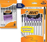 BIC Cristal Xtra Smooth Ballpoint Pen, Medium Point, 1.0mm, Black, 10-Count