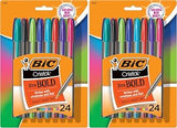 BIC Cristal Xtra Bold Ballpoint Pens,Bold Point (1.6mm) For Vivid And Dramatic Lines,Assorted Colors,Perfect Ink Pens,24 Count (Pack of 2)