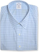 Brooks Brothers Mens Regent Fit All Cotton Mixed Plaid Point Collar Dress Shirt,