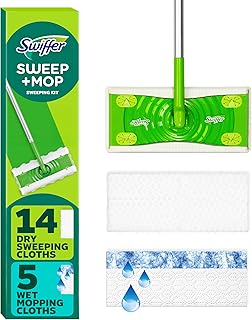 Swiffer Sweeper 2-in-1 Mops for Floor Cleaning, Dry and Wet Multi Surface Floor Cleaner, Sweeping and Mopping Starter Kit, Includes 1 Mop + 19 Refills, 20 Piece Set