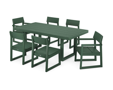 ® Edge 7-Piece Dining Set in Green by Polywood – Onesize, High Density Polyethylene, Green, Model PWS552-1-GR