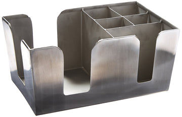 Inc. American Metalcraft Stainless Steel Bar Caddy with 6 Compartments, Satin Finish, Silver – One Size, Stainless Steel, Silver, Model BARS7