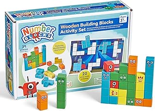 hand2mind Numberblocks Wooden Building Blocks Activity Set, Wood Stacking Toy, Counting Blocks, Numbers for Toddlers, Math Games, Preschool Learning Activities,Birthday Gift, 39 Pieces